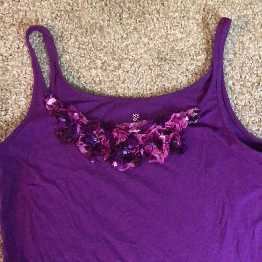 NY&C purple tank with floral embellishment